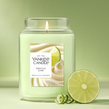 Yankee Candle Vanilla Lime, Scented Candle, 22oz Large Jar with up to 150 Hour Burn Time, Giftable