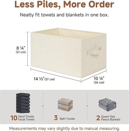 StorageWorks Storage Baskets for Shelves, Foldable Fabric Closet Storage Bins with Handles, Fabric Storage Bins Clothes Organizer, Beige(Cotton-linen), 3-Pack, Large