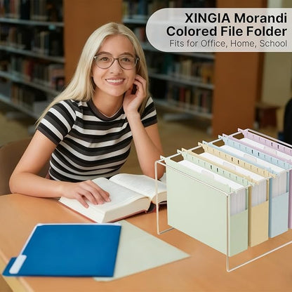 XINGIA Wheat Straw Hanging File Folders Letter Size Extra Capacity,Heavy Duty 2'' Expandable File Cabinet Folders,12 Pack Pastel File Folders Hanging with Tabs,Hanging File Organizer for Office School