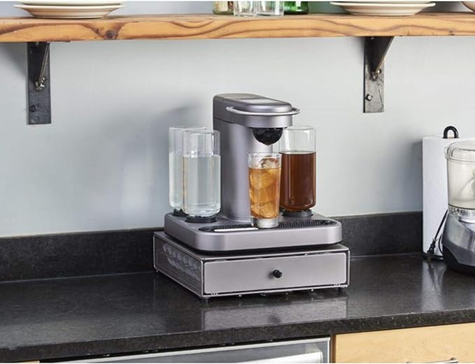 Nifty Cocktail Beverage Bartesian Capsule Drawer – Holds up to 36 Capsule Pods, Smooth Glide Rolling Drawer, Silver, Countertop Bar Organizer