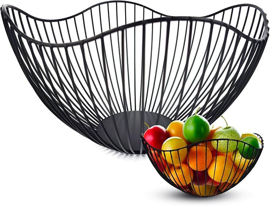 Maypes Metal Wire Fruit Basket Fruit Bowl for kitchen Counter Modern Home Storage Decorative Centerpiece Countertop Bowl Stand Produce Holder Wire Basket Storage for Vegetables Fruits Bread Snacks
