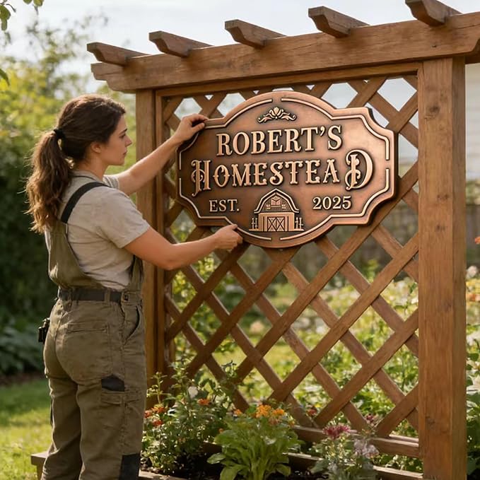 Copper Decor Anniversary Wedding Gifts for Women Personalized Outdoor Metal Sign, Customize the Great Outdoor Rustic Cabin, Lodge, or Home Décor, Laser Copper Decor Wall Art, Family Gifts