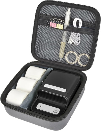 ALKOO Case Compatible with NIIMBOT B21 / B1 Label Maker Wireless Thermal Label Printer, Holder for Inkless Label Maker & Labeling Tapes Refills, with Mesh Pocket for Cable Accessories (Grey)