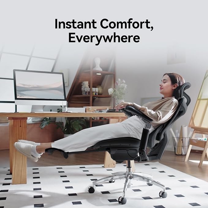 SIHOO Doro C300 Pro Ergonomic Office Chair with Footrest, Ultra-Soft 6D Armrests, Dynamic Lumbar Support, Seat Depth Adjustment and Adjustable Backrest, Big and Tall Desk Chair for Home Office (Black)