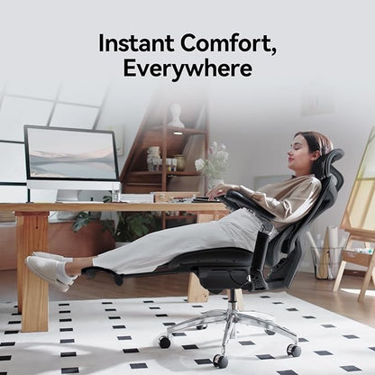 SIHOO Doro C300 Pro Ergonomic Office Chair with Footrest, Ultra-Soft 6D Armrests, Dynamic Lumbar Support, Seat Depth Adjustment and Adjustable Backrest, Big and Tall Desk Chair for Home Office (Black)