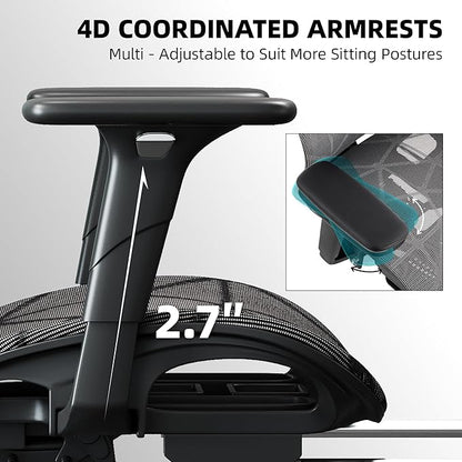 Office Chair with 3D Adjustable Lumbar Support,Ergonomic Computer Chair,Adjustable Headrest and Armrests, 400lbs Capacity,Tilt-Swivel,Premium Mesh Desk Chair for Office,Home & Gaming (Grey)