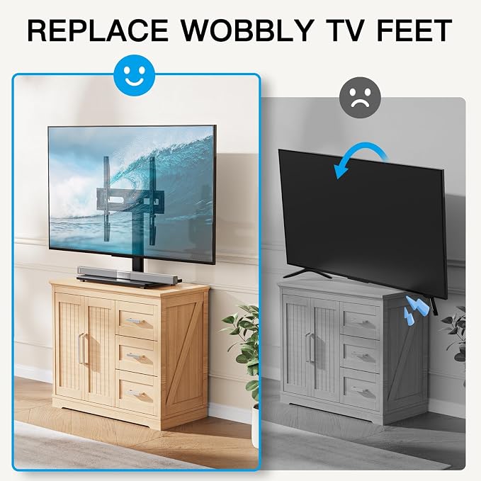 PERLESMITH Universal Swivel TV Stand Legs for 32-65 inch TVs up to 88lbs, Height Adjustable Table Top Stand Base, Television Mount Stands with Tempered Glass Base, Universal VESA 400x400mm, PSTVS17