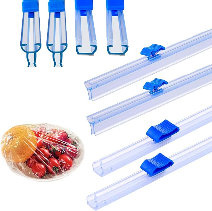 4 Pack Plastic Food Wrap Slide Cutter Replacement 13 inch Reusable Plastic Wrap Cutter Cutting Blade for Plastic Wrap Film Cling Wrap Aluminum Foil Dispenser Wrap Organizer Box Parchment Paper