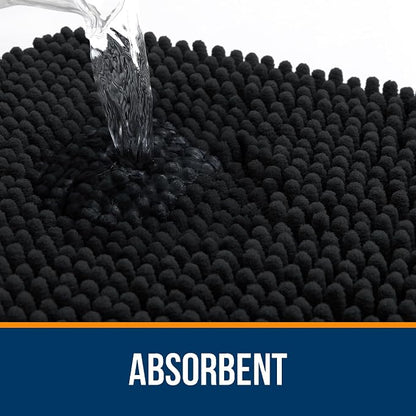 OLANLY Large Bathroom Rugs 45x27, Extra Soft Absorbent Chenille Bath Rugs, Rubber Backing Quick Dry, Machine Washable Bath Mats for Bathroom Floor, Tub and Shower, Home Decor Accessories, Black