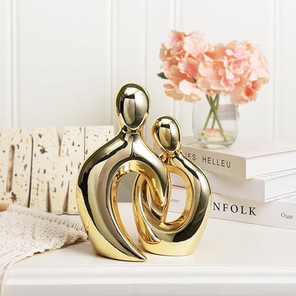 Quoowiit Ceramic Couple Sculptures for Home Decor, Abstract Lover Statue for Shelf, Office, Living Room, Bedroom Decorations, Gifts for Anniversary, Valentine's Day, Birthday