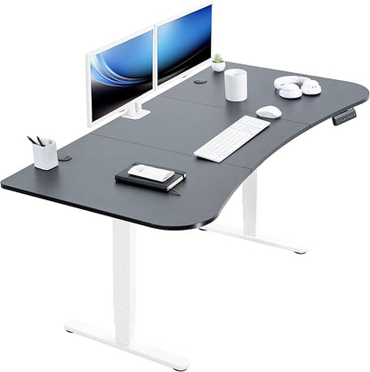 VIVO Electric 63 x 32 in Dual Motor Standing Desk, Memory Height Adjustment, 2B Series, Black Top White Frame, DESK-KIT-2W1B