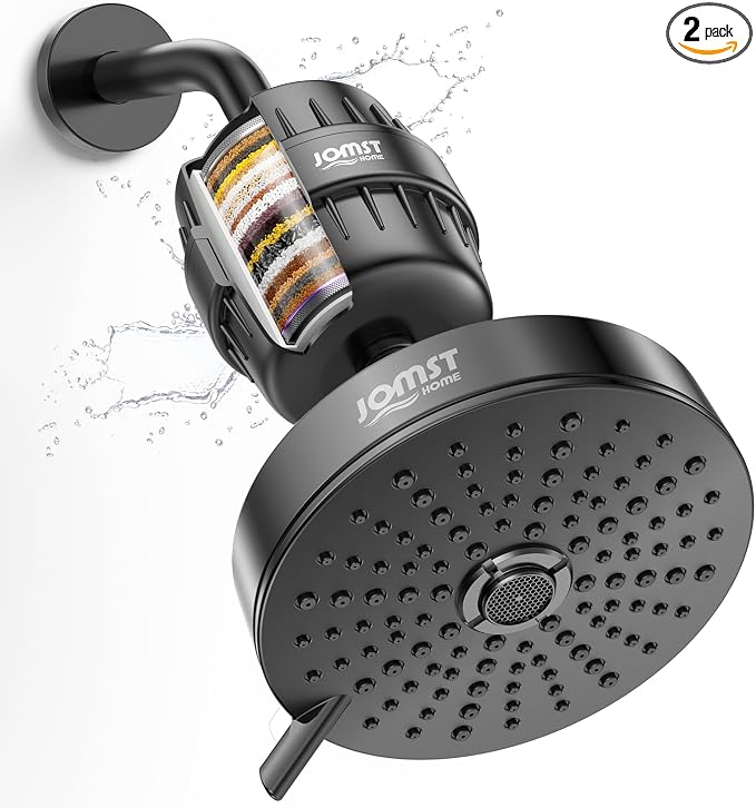 Filtered Shower Head COMBO – for Healthier Skin & Hair | 3 Mode High Pressure Shower Heads with 25-Stage Filtration | Removes 99.947% Chlorine & Heavy Metals | Shower Head with Filters - Black
