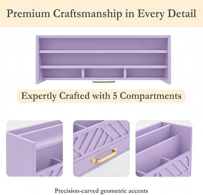 BLU MONACO | Wooden Mail Organizer Countertop with Drawer | Tabletop Organizer with Drawers for Desk | Mail Sorter Organizer Countertop Letter Paper Holder