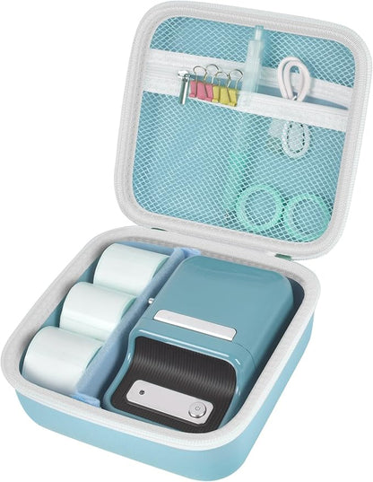 ALKOO Case Compatible with NIIMBOT B21 / B1 Label Maker Wireless Thermal Label Printer, Holder for Inkless Label Maker & Labeling Tapes Refills, with Mesh Pocket for Cable Accessories (Blue)