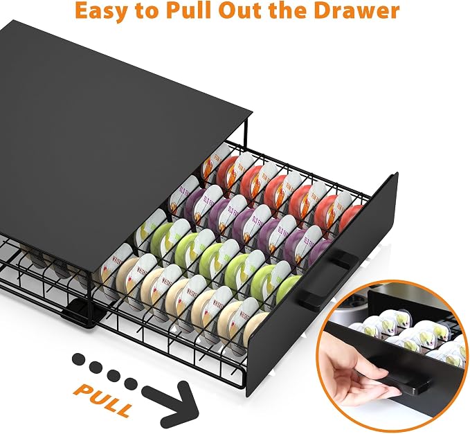 Storage Drawer for Bartesian Capsules, Stackable Cocktail Pod Holder for Bartesian Cocktail Machine Compatible with Bev by BLACK+DECKER Cocktail Machine - Black/40 Pods Capacity