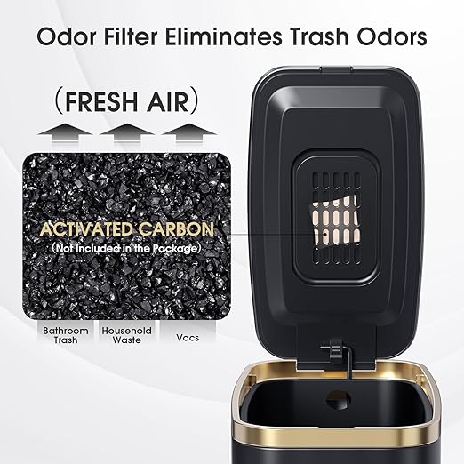 CEROELDA Small Bathroom Trash Can with Lid Soft Close-5L/1.3 Gal Slim Garbage Can-Metal Step Wastebasket-Rectangle Narrow Waste Bin for Office, Bedroom, Toilet, Live Room (Black)