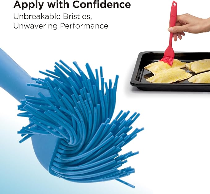 Kitchen Mama WaltzGrip Platinum Silicone Basting Pastry Brush: Set of 2 Heat-Resistant Brushes Utensils for Cooking, Baking, Grilling, Barbecue, and Spreading Oil, Butter, Egg - Dishwasher-Safe (Blue)