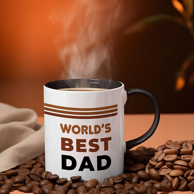 Veracco World's Best Dad Mug Gifts For Father Gift Funny Birthday Gifts for Men Birthday For Dad Men Husband Grandpa Friends Coworker Uncle (Black, 11oz)