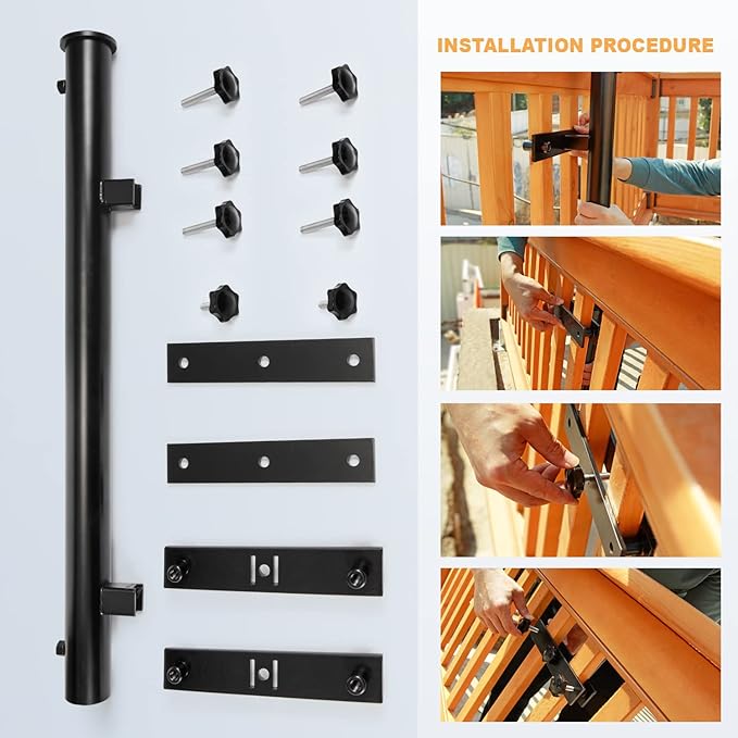 304 Stainless Steel Patio Umbrella Holder, Heavy-Duty Umbrella Deck Mount, for Outdoor Umbrella Holder for Deck Railing,Grille Deck Umbrella Mount (Grille, Black)