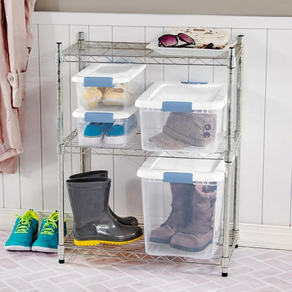 Sterilite 48-Pack Latching Box, Under Bed Storage Bins with Lids, Clear Plastic, 6 Quart - Heavy-Duty Organizing Containers for Closet, Bathroom, and Office