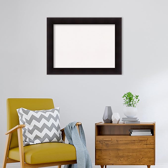 Amanti Art White Cork Board for Wall, 26x34 Vision Board with Brown Wood Frame, Medium Corkboard Office Decor for Home Organization, Rustic Farmhouse Corkboard Pinboard to display items for home
