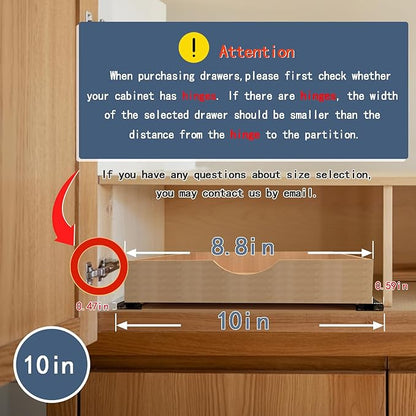 Pull Out Cabinet Drawers - 9x2 Size Options (10-29'W,18-21'D), Pre-Assembled with Soft Close Slides, Solid Beechwood, Easy Installation(10'W x 18'D)