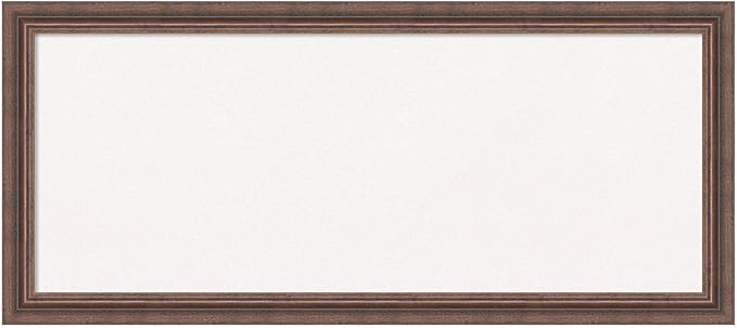 Amanti Art White Cork Board for Wall, 14x32 Vision Board with Brown Wood Frame, Medium Corkboard Office Decor for Home Organization, Country Rustic Corkboard Pinboard to Display Items for Home