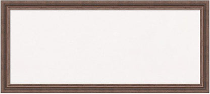 Amanti Art White Cork Board for Wall, 14x32 Vision Board with Brown Wood Frame, Medium Corkboard Office Decor for Home Organization, Country Rustic Corkboard Pinboard to Display Items for Home