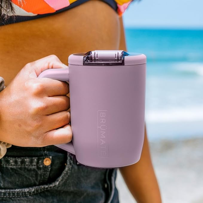 BrüMate Müv - 15oz 100% Leak Proof Insulated Coffee Mug with Handle & Lid - Stainless Steel Coffee Travel Mug - Double Walled Coffee Cup (Blue Agave)