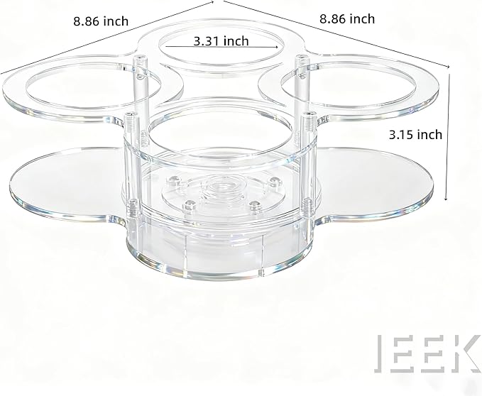 IEEK Rotating Coffee Syrup Organizer,Syrup Bottle Holder for Syrup Dispenser 16.9oz,Clear Acrylic Coffee Syrup Rack for Coffee Bar Station Countertop,Coffee Syrup Turntable Tray