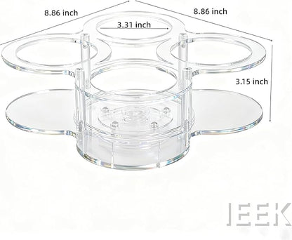 IEEK Rotating Coffee Syrup Organizer,Syrup Bottle Holder for Syrup Dispenser 16.9oz,Clear Acrylic Coffee Syrup Rack for Coffee Bar Station Countertop,Coffee Syrup Turntable Tray