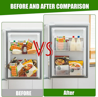 3 Pack Refrigerator Organizer Box, Plastic Refrigerator Side Door Storage Containers, Space-Saving Organizer Bins for Refrige, Refrige Drawers for Fruit and Vegetable (Clear, L×3)