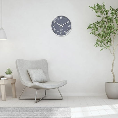 XNM Minimalist Wall Clocks Battery Operated 14 Inch Grey Wall Clock Decorative for Bedroom Office Decor Silent Wall Clock