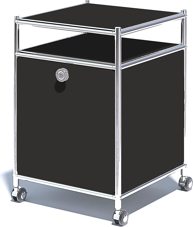 Simplink Matte Storage Cart with Flap Door, Large Capacity Storage Cart with Detachable Wheels, DIY Modern Home Furnishing, Great for Home, Office, Bedroom, Kitchen (Black)