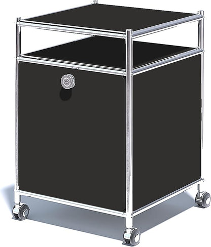 Simplink Matte Storage Cart with Flap Door, Large Capacity Storage Cart with Detachable Wheels, DIY Modern Home Furnishing, Great for Home, Office, Bedroom, Kitchen (Black)