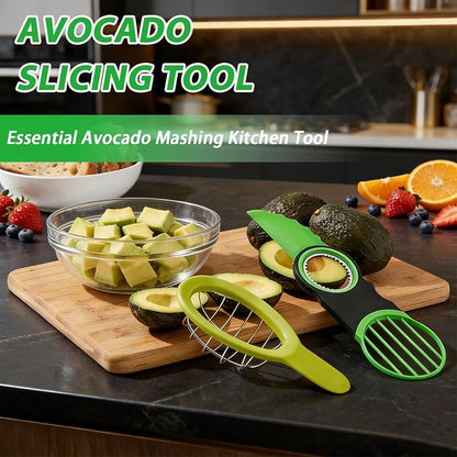 2 Pack Avocado Slicer Set, 3-in-1 Avocado Cutter Slicer Pitter Peeler, Dishwasher Safe, Multi-Functional Kitchen Avocado Prep Tool