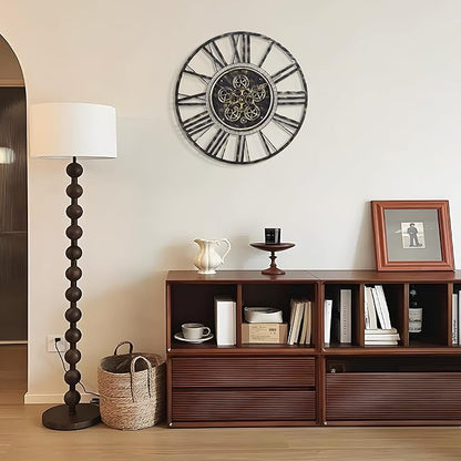 LEIKE Moving Gear Large Wall Clock 30inch/76cm Bronze, Decorative Wall Clocks for Living Room, Unique Farmhouse Steampunk Metal Wall Clock Decor, Office Wall Clocks