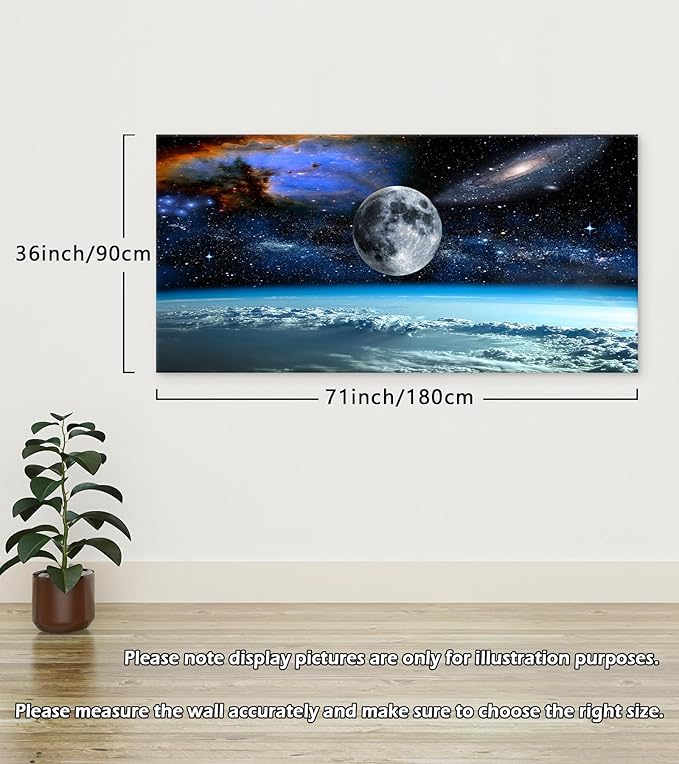 XXMWallArt FC2598 Space View From Earth Space Canvas Wall Art Landscape Modern Canvas Painting Decor for Living Room Bedroom Kitchen Home and Office Wall Decor