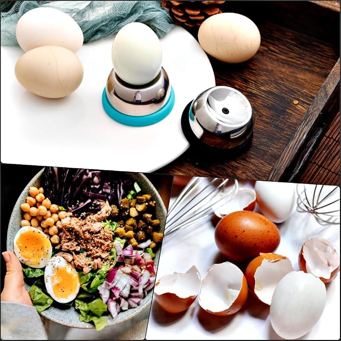 Egg Piercer for Raw Eggs, Stainless Steel Egg Poker for Boiling Eggs, Great Eggshell Peeler Tool to Get Good Hard Boiled Eggs, Egg Hole Puncher Pricker with Retractable Pin, Black