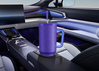 Meoky 40oz Tumbler with Handle, Leak-proof Lid and Straw, Insulated Coffee Mug Stainless Steel Travel Mug, Keeps Cold for 34 Hours or Hot for 10 Hours (Offshore)