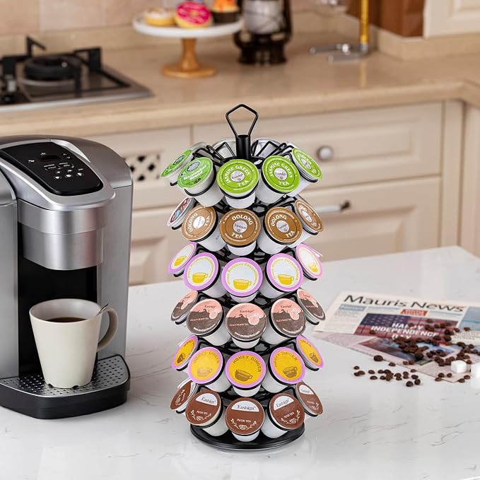 K-Cup Storage Coffee Capsules Pod Holder Carousel Capsule Display Storage for k-cup（54 pods-6 tiers）