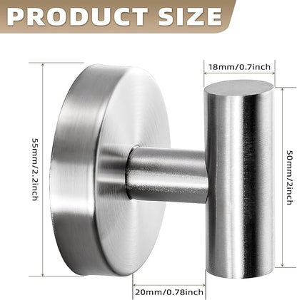 Suction Cup Hooks for Shower - Bathroom Reusable Hooks for Towels, Robes & Loofah - No-Drill Mounting on Kitchen,Walls,Metal,Glass,Mirrors,Tile & Smooth Non-Porous Surfaces (2, Brushed Nickel)