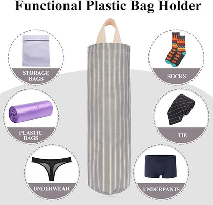 TOGETRUE Plastic Bag Holder, Wall Mount Grocery Bag Holder, Reusable Trash Bag Organizer for Home Kitchen Pantry Decor (Gray-White)
