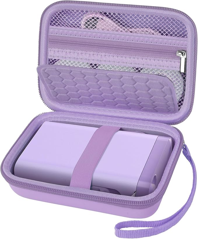 Comecase Case Compatible with Nelko P21/ for Phomemo D30 D35 Label Maker Machine, for JADENS D11/ for SUPVAN Mini Labeler Sticker, Labler Maker Storage for Tape&Accessories (Light Purple)