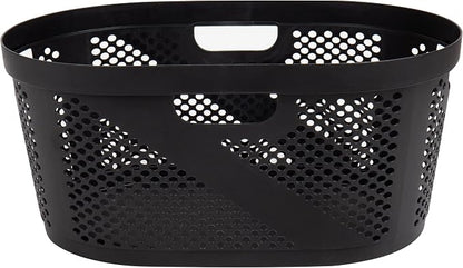 Mind Reader 40L Ventilated Laundry Baskets, Lightweight Clothes Hamper with Cutout Handles for Bathrooms and Closets, Plastic, Set of 2, Black