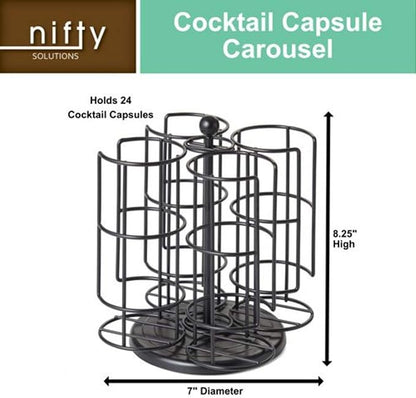 Nifty Solutions Compatible with Bartesian Cocktail Holds up to 24 Capsule Pods, Spins 360-Degrees, Medium (Pack of 1), Black, (5620)