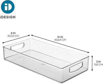 iDesign Stackable Clear Plastic Extra Long Pantry Organizers and Cabinet Storage Bins for Kitchen, 4-Pack