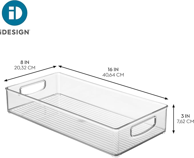 iDesign Stackable Clear Plastic Extra Long Pantry Organizers and Cabinet Storage Bins for Kitchen