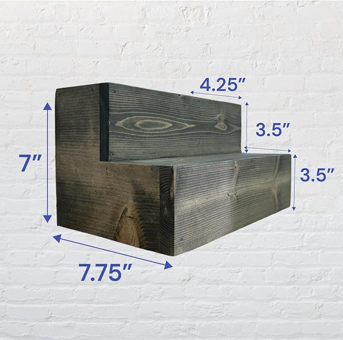 Tiered Bottle Shelf | 2 Tier Liquor Bottle Display | Bar Organization | Weathered Grey, 18" W x 4.25" D