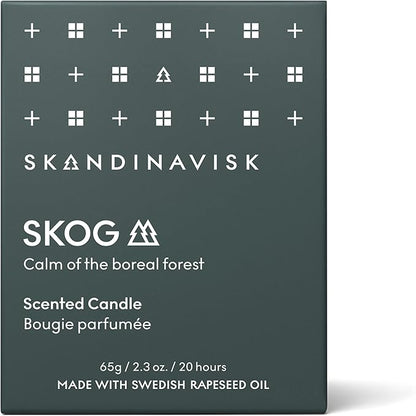 Skandinavisk Skog 'Forest' Mini Scented Candle. Fragrance Notes: Pine Needles and Fir Cones, Birch Sap and Lily of The Valley. 2.3 oz.